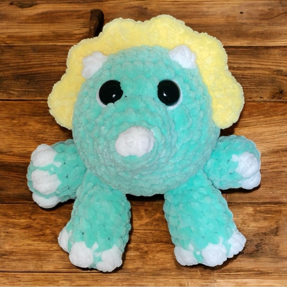 Hand Crocheted Triceratops Dinosaur